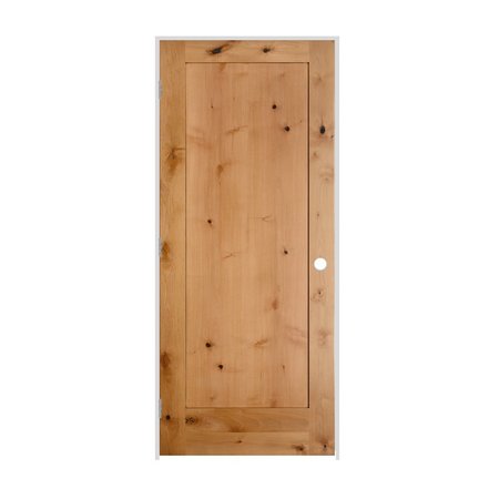 TRIMLITE 28"x80"x13/8" Knotty Alder 1Panel Interior Shaker 71/4" RH Prehung Door Brushed Chrome Hinges 2468ska8401RH26D714